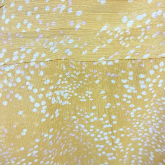 Express Womens Yellow Short Sleeve Dress Ruffle Bottom Small Dot Pattern XL - Picture 5 of 10